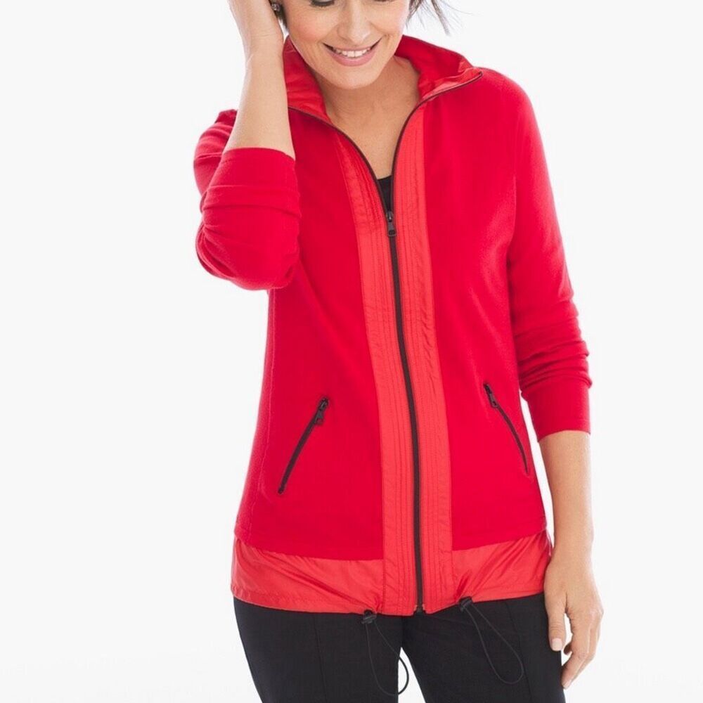 Chico’s Zenergy size L Becca fabric mix jacket in Berry